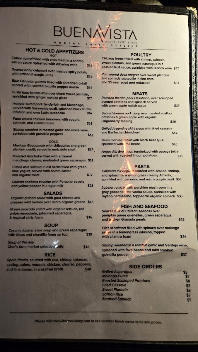 Menu Buena Vista Restaurant & Bar-1