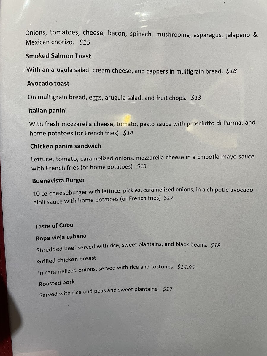 Menu Buena Vista Restaurant & Bar-2